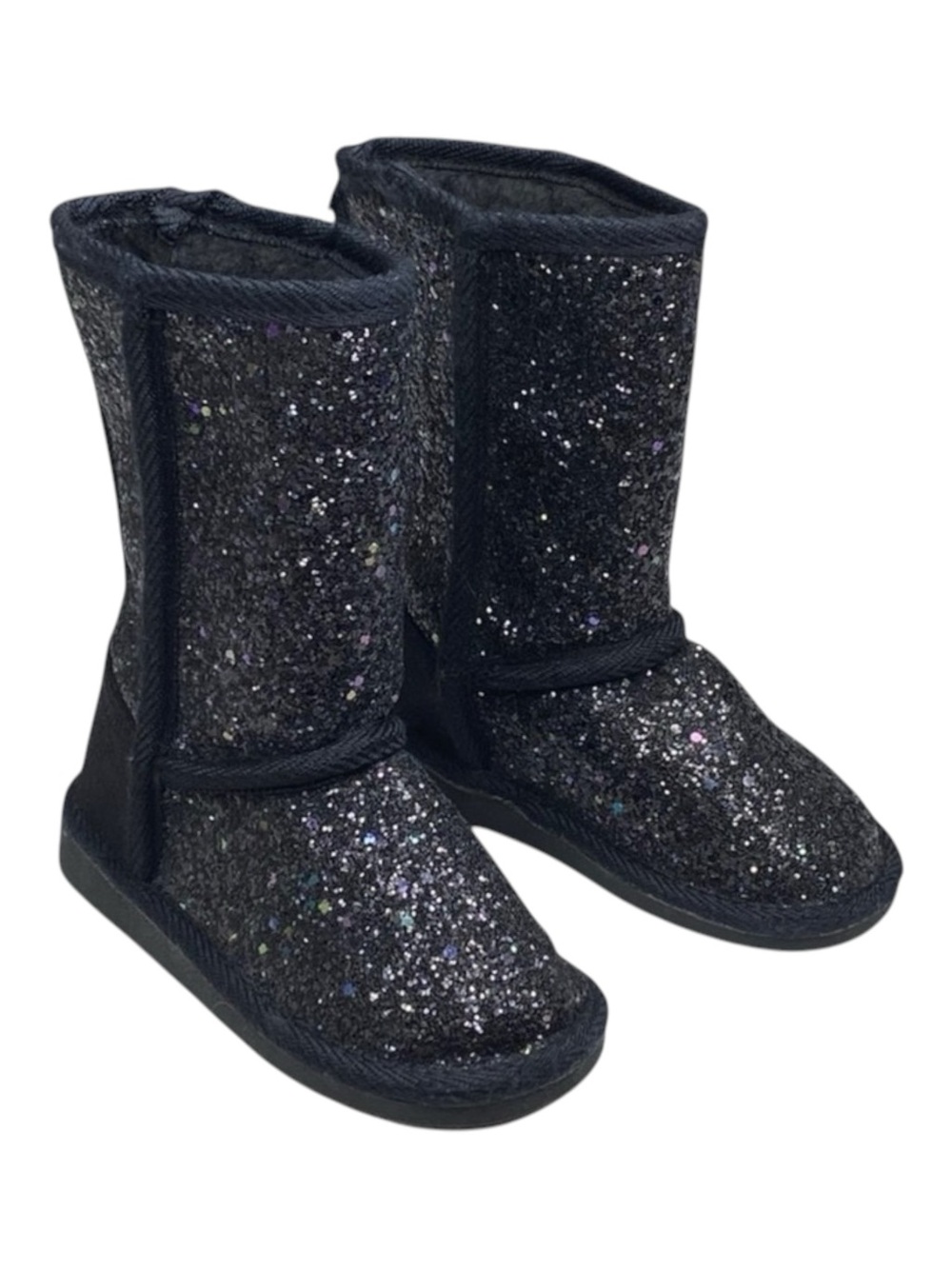 new Fab Kids ❁ JustFab FabKids Glitter Fuzzy Ugg Boot Boots ❁ Black ❁ 7 Toddler - Picture 8 of 16